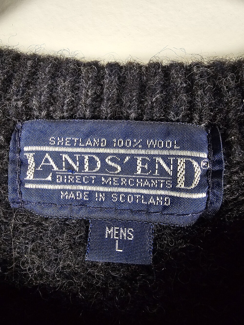 Vintage 90s Lands End 100% Shetland Wool Argyle Sweater Mens L Made in Scotland - Picture 7 of 10